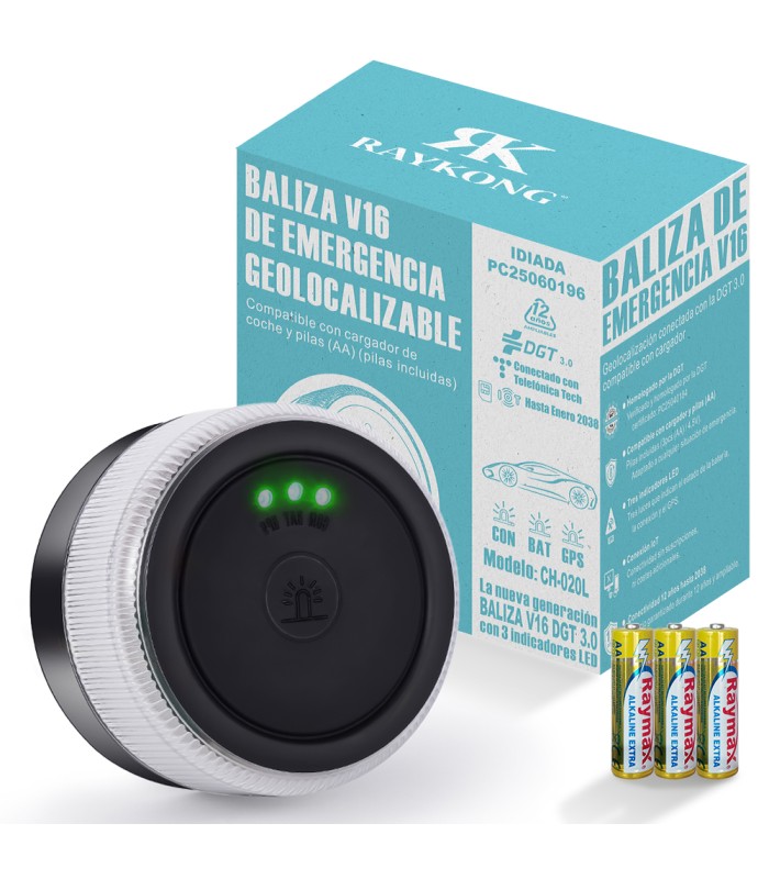 Baliza V16 | 2ª GENERACION Geolocalización DGT 3.0 | Luz Emergencia Coche Homologado DGT |  SIM y Datos Pagados hasta 2038