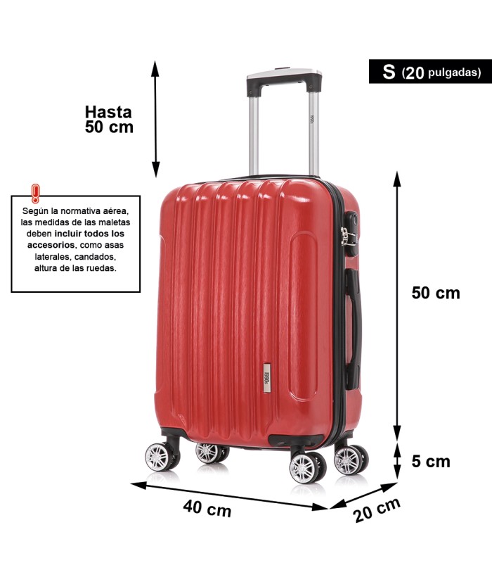 1990s Mala de cabine em policarbonato 55x40x20cm (40L) - 20 polegadas - Vermelho