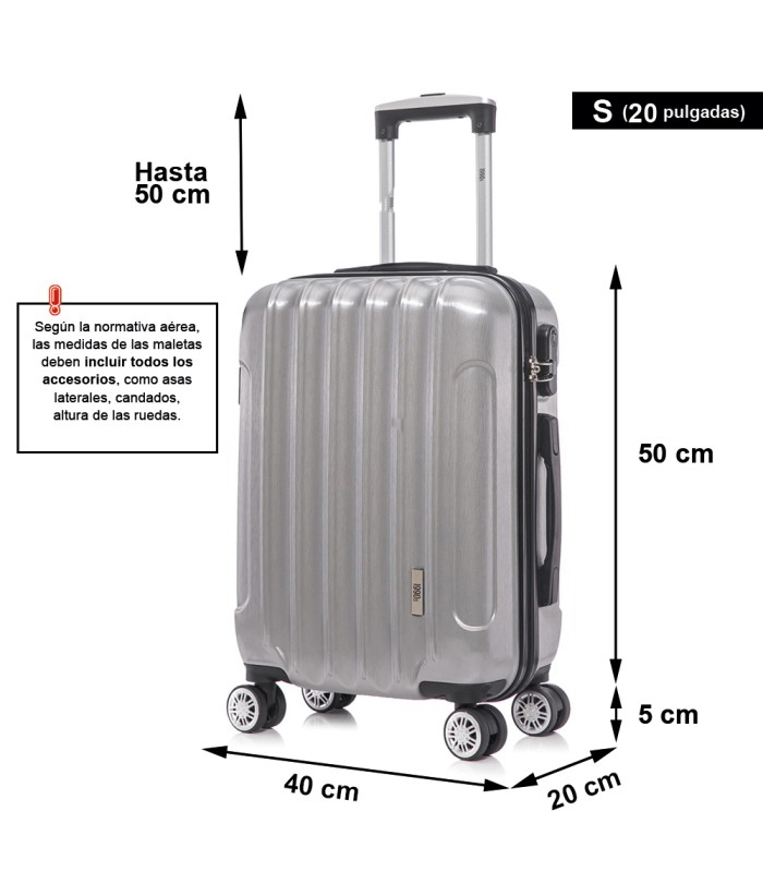 1990s Maleta de Cabina Policarbonato 55x40x20cm (40L) - 20 Pulgadas - Plata