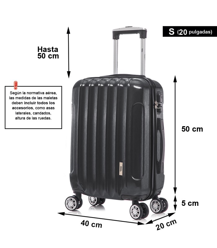 1990s Mala de cabine em policarbonato 55x40x20cm (40L) - 20 polegadas - Preto