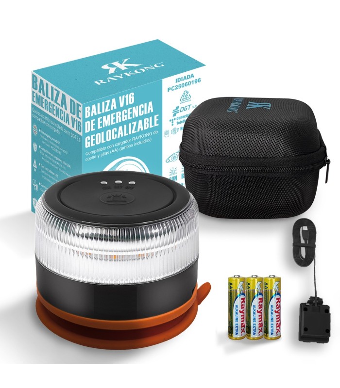 Baliza V16 Pack Completo | Geolocalización DGT 3.0 | Luz Emergencia Coche Homologado DGT |  SIM y Datos Pagados hasta 2038
