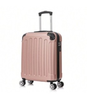 RAYKONG Mala Cabine ABS 55x40x20cm (44L) - Capacidade Máxima - 4 Rodas Duplas Giratórias 360º - Cadeado Embutido - Ouro rosa