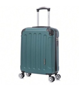 RAYKONG Maleta Cabina ABS 55x40x20cm (44L) - Maxima Capacidad - 4 Ruedas Giratorias Dobles 360ª - Candado Incrustado - Verde