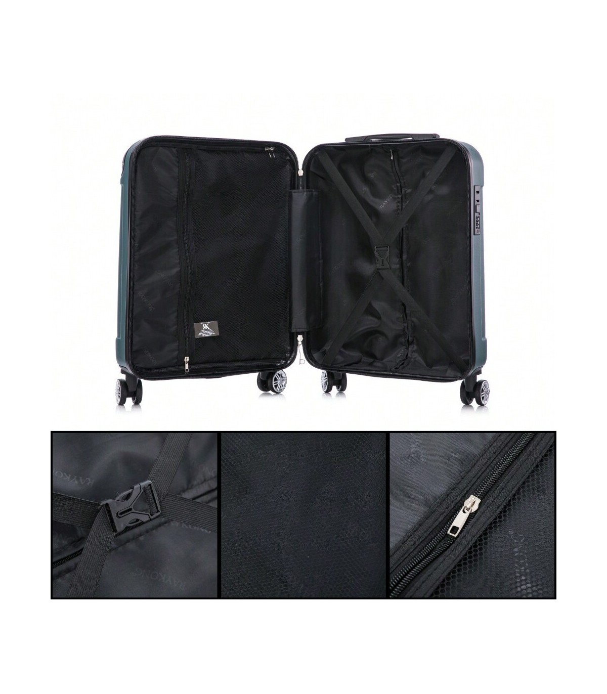 Mala Cabine ABS 55x40x20cm (44L) - Capacidade Máxima - 4 Rodas Duplas Giratórias 360º