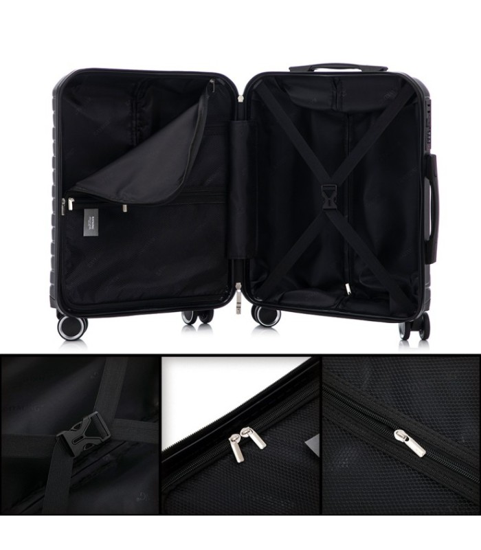 RAYKONG Mala Média Expansível ABS+PC 66x45x27,50cm - 30cm Extensível - Preta