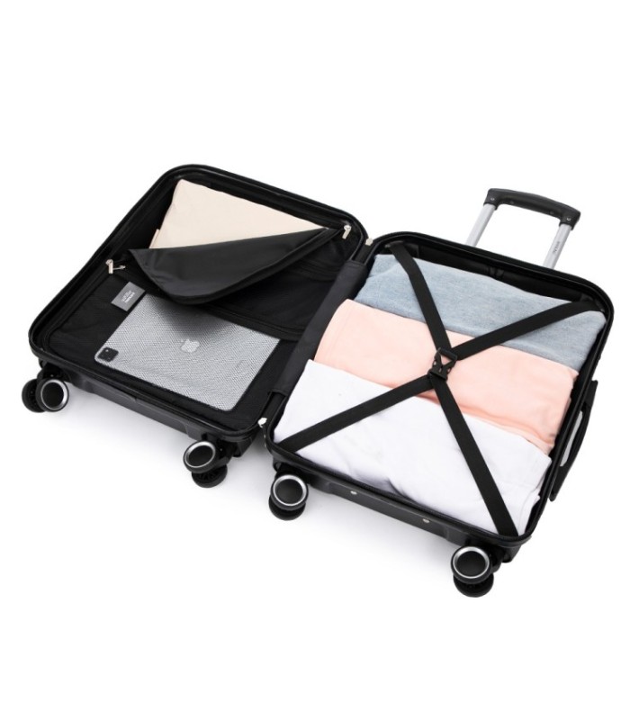 RAYKONG Mala Média Expansível ABS+PC 66x45x27,50cm - 30cm Extensível - Preta