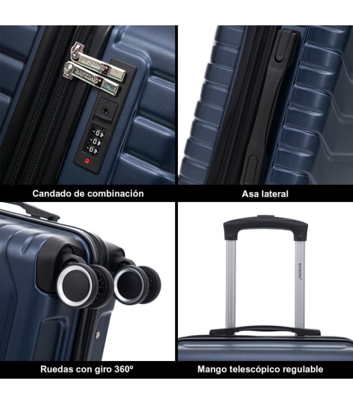 RAYKONG Mala Média Expansível ABS+PC 66x45x27,50cm - 30cm Extensível - Azul Marinho