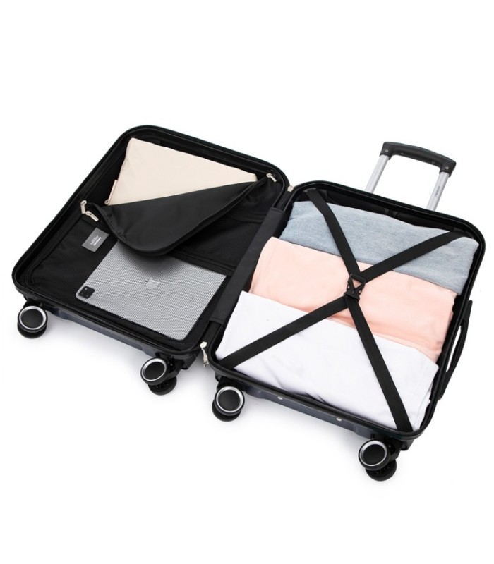 RAYKONG Maleta Mediana Expandible ABS+PC 66x45x27.50cm - 30cm Extendido - AzulMarino