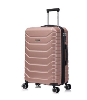 RAYKONG Maleta Mediana Expandible ABS+PC 66x45x27.50cm - 30cm Extendido - RosaDorada