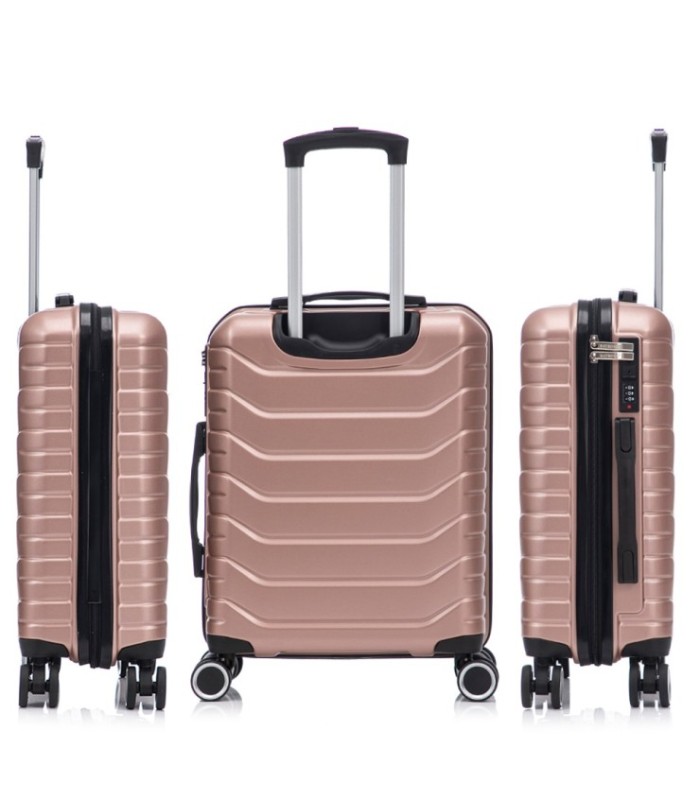 RAYKONG Mala Média Expansível ABS+PC 66x45x27,50cm - 30cm Extensível - Ouro Rosa