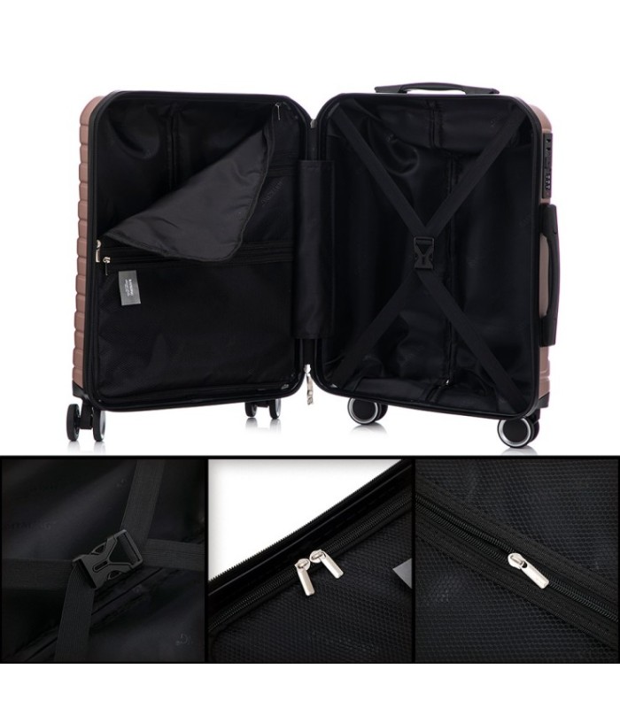 RAYKONG Maleta Mediana Expandible ABS+PC 66x45x27.50cm - 30cm Extendido - RosaDorada