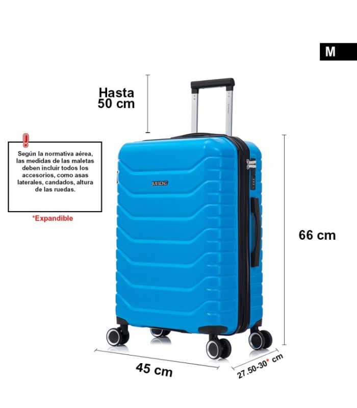 RAYKONG Mala Média Expansível ABS+PC 66x45x27,50cm - 30cm Extensível - Turquesa
