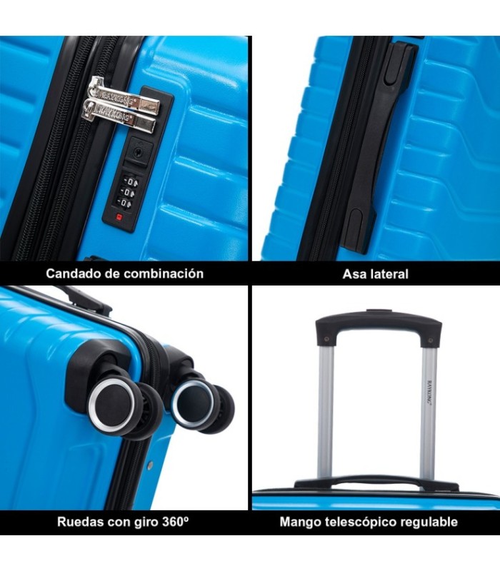 RAYKONG Mala Média Expansível ABS+PC 66x45x27,50cm - 30cm Extensível - Turquesa