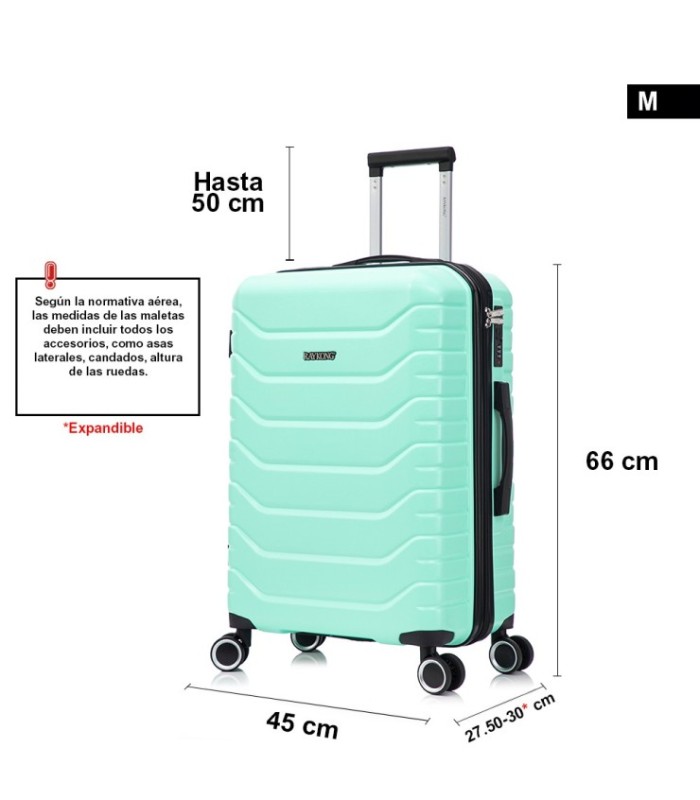 RAYKONG Mala Média Expansível ABS+PC 66x45x27,50cm - 30cm Extensível - Hortelã