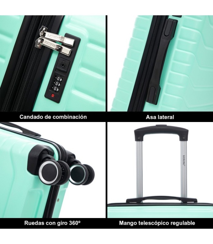 RAYKONG Mala Média Expansível ABS+PC 66x45x27,50cm - 30cm Extensível - Hortelã