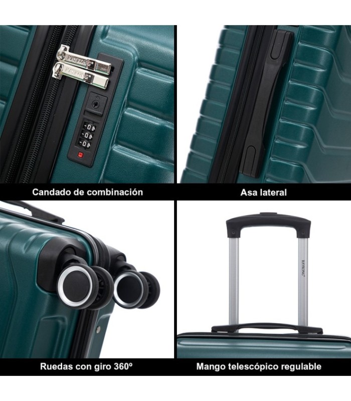 RAYKONG Mala Média Expansível ABS+PC 66x45x27,50cm - 30cm Extensível - Verde