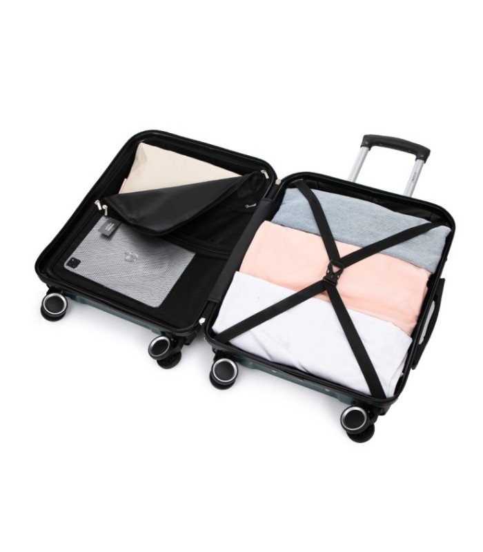 RAYKONG Maleta Mediana Expandible ABS+PC 66x45x27.50cm - 30cm Extendido - Verde