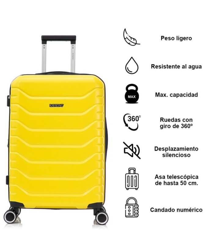 RAYKONG Mala Média Expansível ABS+PC 66x45x27,50cm - 30cm Extensível - Amarela