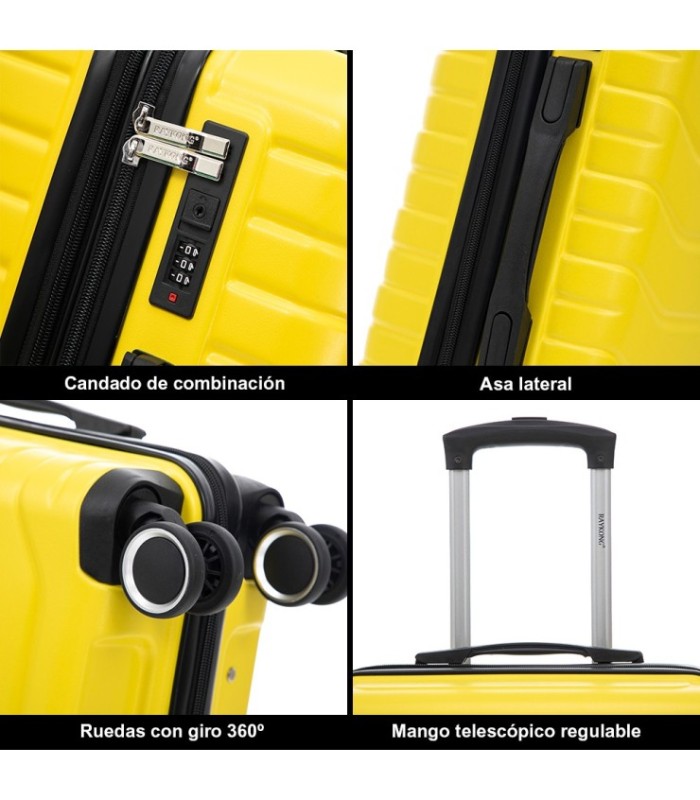 RAYKONG Maleta Mediana Expandible ABS+PC 66x45x27.50cm - 30cm Extendido - Amarillo