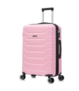 RAYKONG Mala Média Expansível ABS+PC 66x45x27,50cm - 30cm Extensível - Rosa Claro
