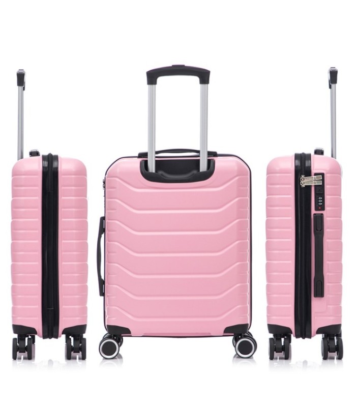 RAYKONG Mala Média Expansível ABS+PC 66x45x27,50cm - 30cm Extensível - Rosa Claro