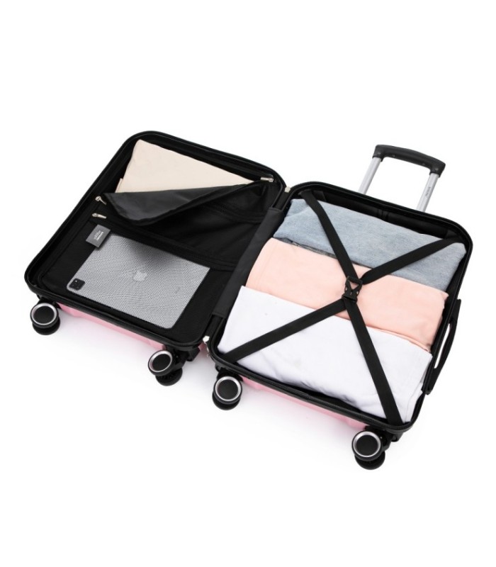 RAYKONG Mala Média Expansível ABS+PC 66x45x27,50cm - 30cm Extensível - Rosa Claro
