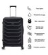 RAYKONG Maleta Grande Expandible ABS+PC 75x49x31cm - 33.50cm Extendido | 23kg - 25kg - Negro