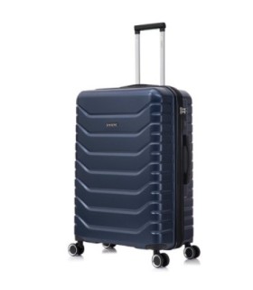 RAYKONG Mala expansível grande ABS+PC 75x49x31cm - 33,50cm estendida | 23kg - 25kg - Azul-marinho