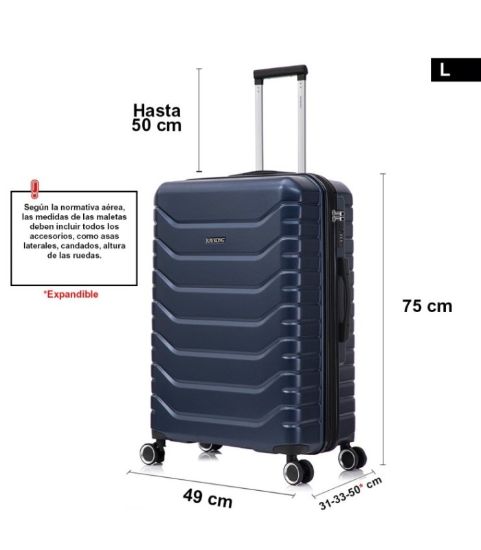 RAYKONG Maleta Grande Expandible ABS+PC 75x49x31cm - 33.50cm Extendido | 23kg - 25kg - AzulMarino