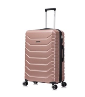 RAYKONG Mala expansível grande ABS+PC 75x49x31cm - 33,50cm estendida | 23kg - 25kg - Ouro rosa
