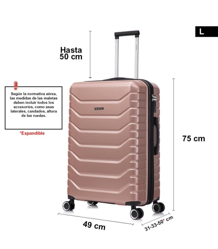 RAYKONG Mala expansível grande ABS+PC 75x49x31cm - 33,50cm estendida | 23kg - 25kg - Ouro rosa