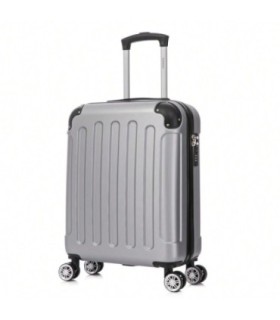 RAYKONG Maleta Cabina ABS 55x40x20cm (44L) - Maxima Capacidad - 4 Ruedas Giratorias Dobles 360ª - Candado Incrustado - Plata