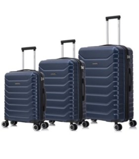 Conjunto de 3 malas de cabine ABS+PC | Mala expansível média | Mala expansível grande - Azul-marinho