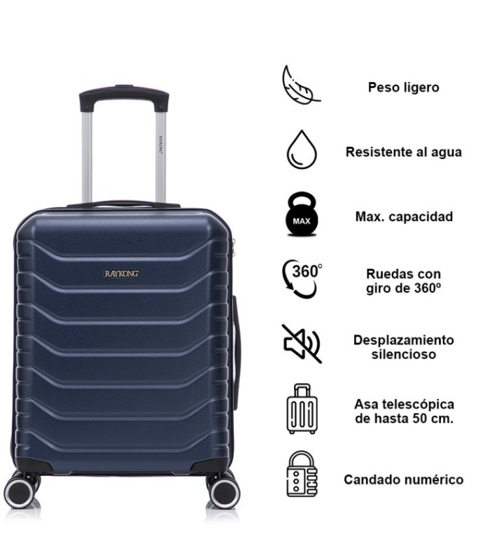 Juego de 3 Maletas ABS+PC Cabina |Maleta Mediana Expandible |Maleta Grande Expandible - AzulMarino