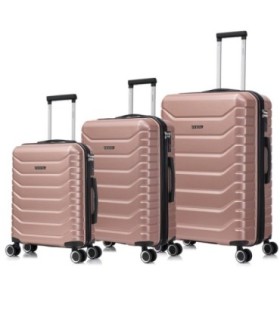 Juego de 3 Maletas ABS+PC Cabina |Maleta Mediana Expandible |Maleta Grande Expandible - RosaDorada
