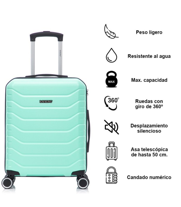 Juego de 3 Maletas ABS+PC Cabina |Maleta Mediana Expandible |Maleta Grande Expandible - Menta