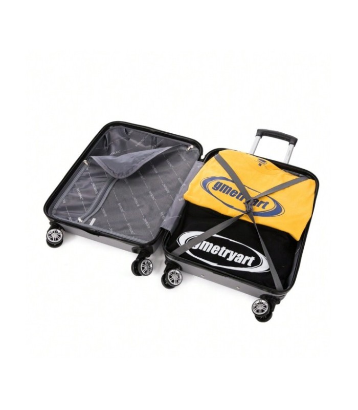 RAYKONG Maleta Cabina ABS 55x40x20cm (44L) - Maxima Capacidad - 4 Ruedas Giratorias Dobles 360ª - Candado Incrustado - Plata
