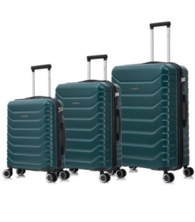 Conjunto de 3 malas de cabine ABS+PC | Mala expansível média | Mala expansível grande - Verde