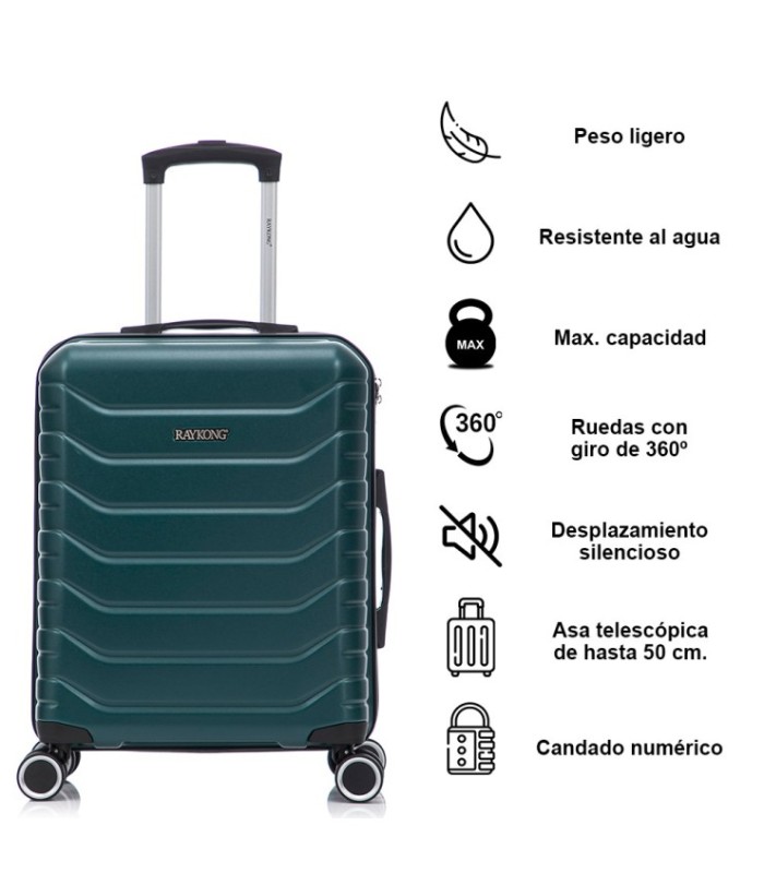 Juego de 3 Maletas ABS+PC Cabina |Maleta Mediana Expandible |Maleta Grande Expandible - Verde
