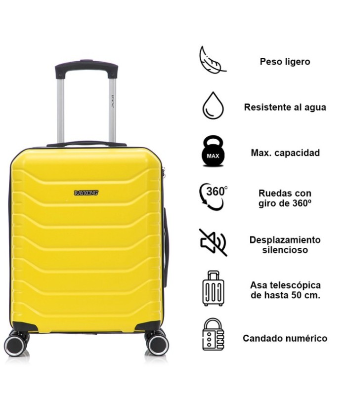 Conjunto de 3 malas de cabine ABS+PC | Mala expansível média | Mala expansível grande - Amarela