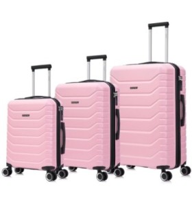 Juego de 3 Maletas ABS+PC Cabina |Maleta Mediana Expandible |Maleta Grande Expandible - RosaClaro