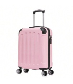 RAYKONG Maleta Cabina ABS 55x40x20cm (44L) - Maxima Capacidad - 4 Ruedas Giratorias Dobles 360ª - Candado Incrustado - Rosa