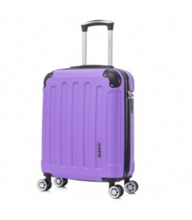 RAYKONG Maleta Cabina ABS 55x40x20cm (44L) - Maxima Capacidad - 4 Ruedas Giratorias Dobles 360ª - Candado Incrustado - Morada