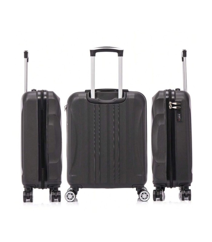 RAYKONG Maleta de Cabina ABS 55x40x20cm (44L) - Maleta Pequeña Capacidad Maxima Ligeras 20 Pulgadas - Negro