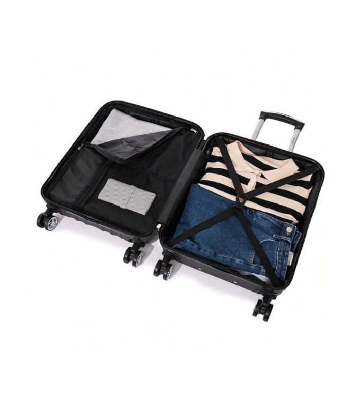 RAYKONG Maleta de Cabina ABS 55x40x20cm (44L) - Maleta Pequeña Capacidad Maxima Ligeras 20 Pulgadas - Negro