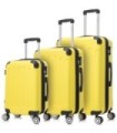 Juego de 3 Maletas ABS Cabina 55x40x20cm | Mediana 66x43x25cm| Grande 76x49x29cm - Amarillo