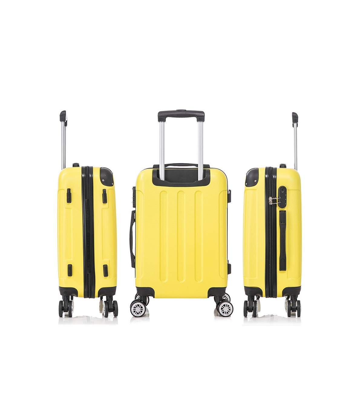 Juego de 3 Maletas ABS Cabina 55x40x20cm | Mediana 66x43x25cm| Grande 76x49x29cm - Amarillo