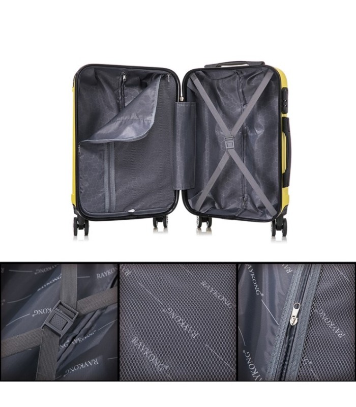 Conjunto de 3 Malas de Cabine em ABS 55x40x20cm | Média 66x43x25cm | Grande 76x49x29cm - Amarela