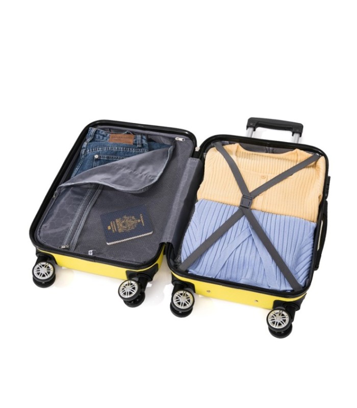 Juego de 3 Maletas ABS Cabina 55x40x20cm | Mediana 66x43x25cm| Grande 76x49x29cm - Amarillo
