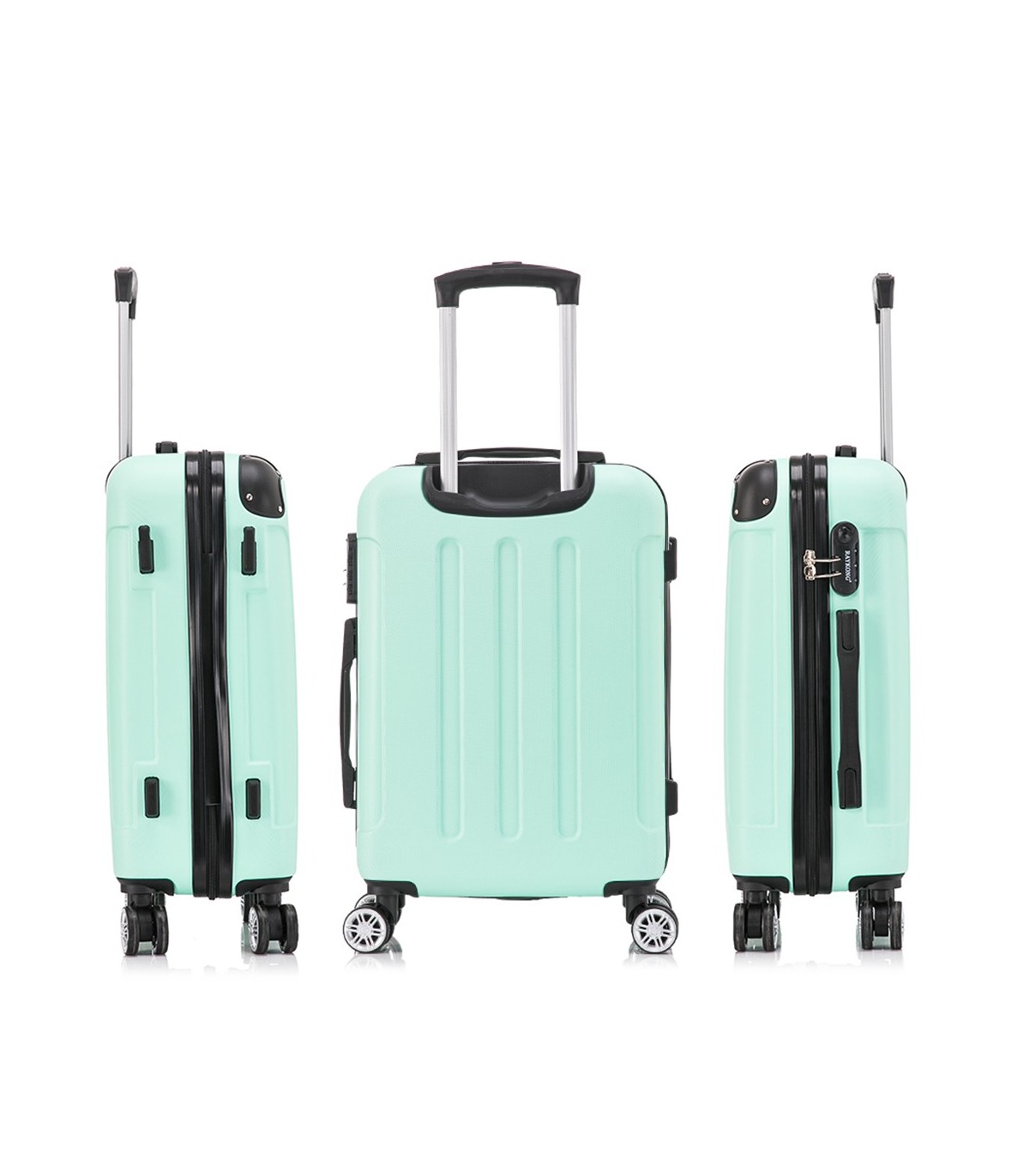 Conjunto de 3 Malas de Cabine em ABS 55x40x20cm | Média 66x43x25cm | Grande 76x49x29cm - Hortelã